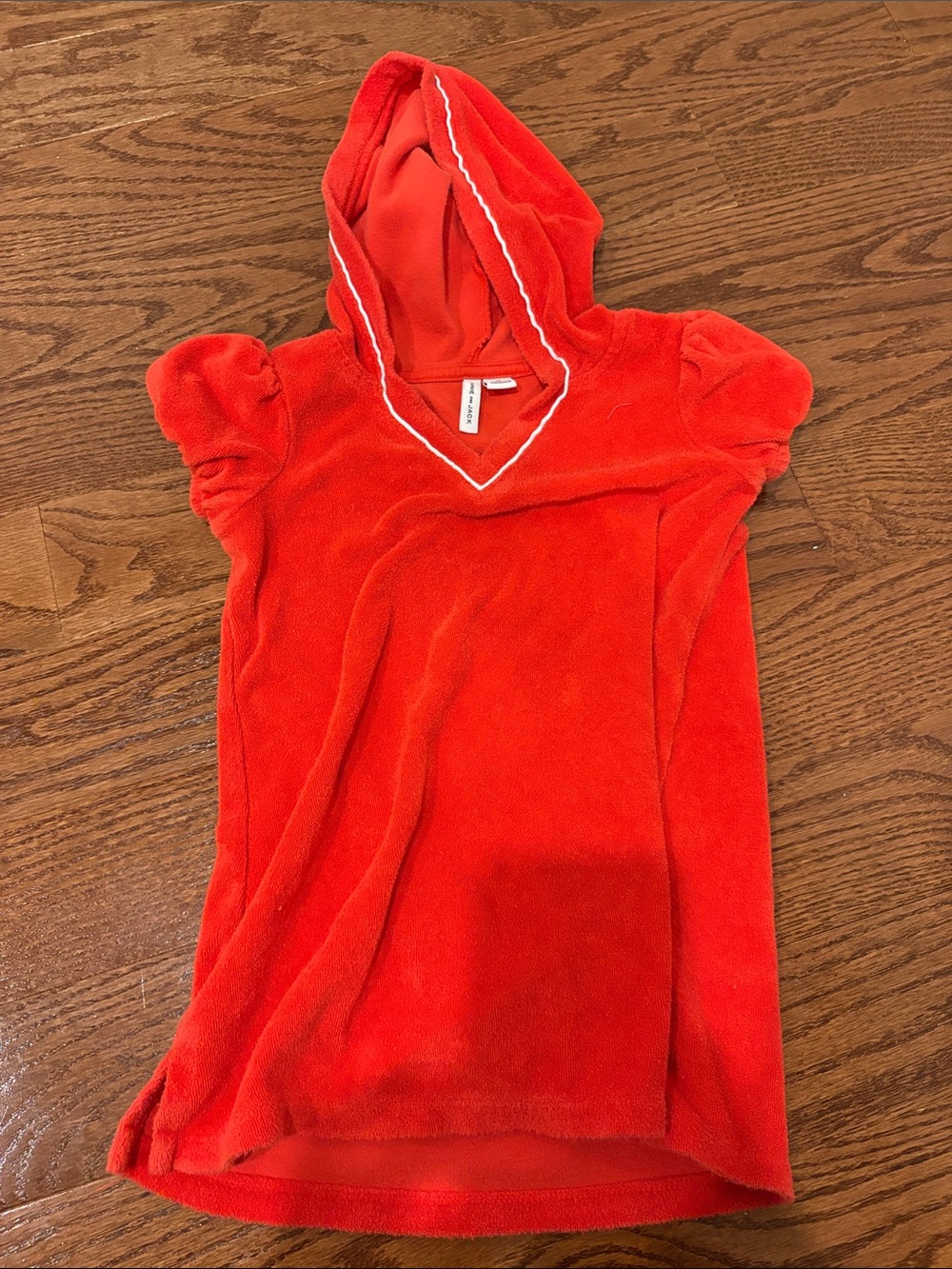 Janie and Jack Red Hooded Terry cloth coverup